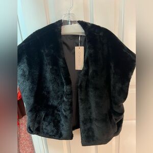 ESQUALO Black Faux Fur Gilet Sz Small NTW